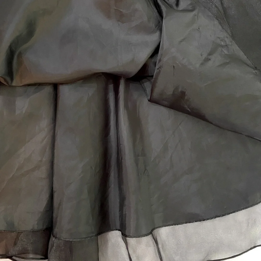 VINTAGE 90’s VICTOR COSTA Black Organza‎ Tulle Bow Detail A-Line Maxi Skirt SZ S